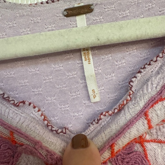 Free People Begonia Embroidered Bohemian Top in Lilac - Picture 7 of 14